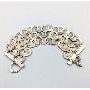 Kevin Oliver Jewelers Sterling Silver 925 Textured 3 Strand Bracelet Artist Made